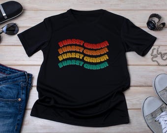 Vintage Sunset Chaser Graphic Tee - Retro Summer Vibes Shirt - Sunset Chaser 001