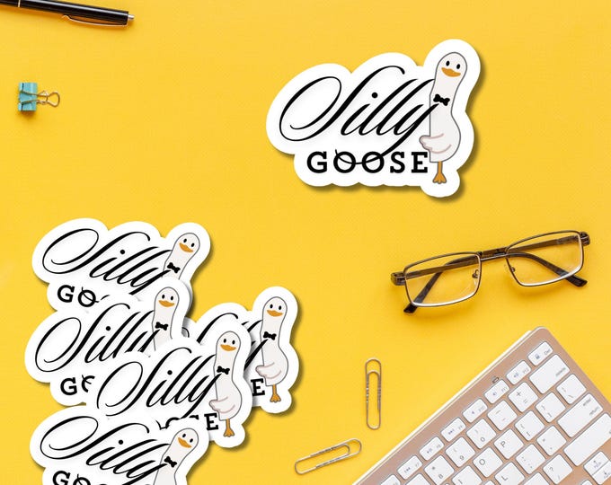 Silly Goose Sticker - Funny Goose Sticker - Quirky College Vibes - Cute Goose Decal for Laptops, Water Bottles, Notebooks - 001