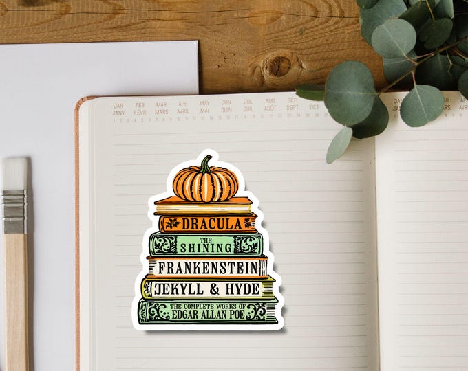 Chilling Classics Horror Books Sticker - Cute Halloween Literature Decal - Fall Sticker - Classic Horror - Cozy Season - Spooky Books