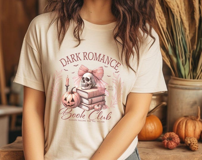 Dark Romance Book Club Coquette T-Shirt - Fall Spooky Tee - Gothic Aesthetic - Cozy Halloween Vibes - Villain Lover - Spooky Season