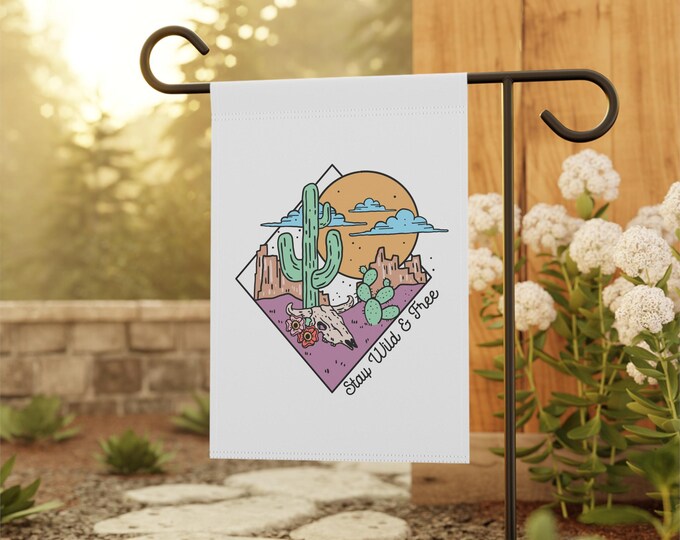 Outdoor Flag "Stay Wild and Free" - Home Decor, Outdoor Flag, Spring Garden Sign, Botanical Wall Art, Gift for Gardeners