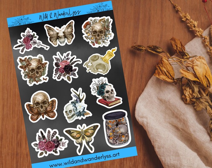 Elegant Spooky Aesthetic Sticker Sheet (5 x 7)