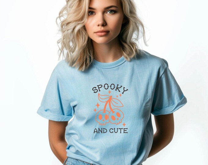 Spooky and Cute - Skeleton Cherry Halloween T-shirt - Fall Tee - Spooky Season Shirt - Fall Vibes - Spooky Aesthetic