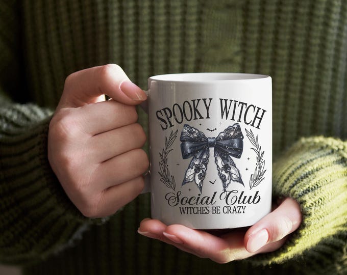Spooky Witch Social Club Coquette Mug - Halloween Coffee Mug - Gothic Witchy Gift - Funny Witchy Mug
