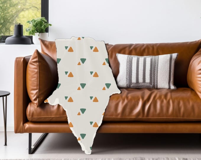 Modern Geometric Triangle Blanket - Minimalist Cozy Throw - Cozy Fall Throw Blanket - Boho Throw Blanket