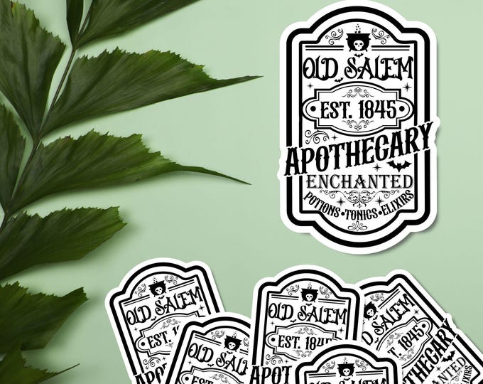 Old Salem Apothecary Sticker – Vintage Witchy Potions and Elixirs Design - Halloween Aesthetic - Cozy Gothic Sticker- Laptop Sticker