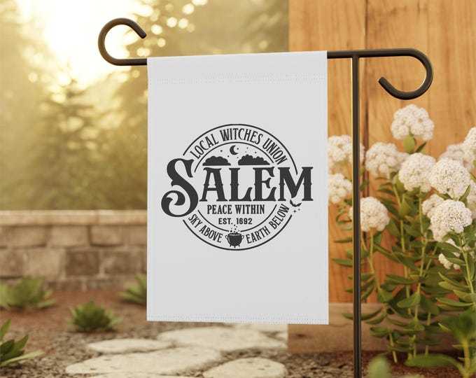 Yard Flag, Salem Local Witches Halloween Banner, Outdoor Garden Decor, House Decoration, Seasonal Holiday Sign, Spooky Witch Design