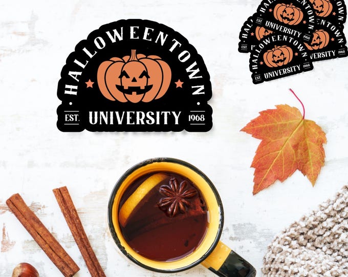 Halloweentown University - Halloween Sticker - Jack O' Lantern Decal - Spooky Fall Sticker - Halloween Decal - Fall Aesthetic - 90's Vibes