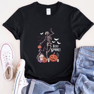 Cute Skeleton Halloween Shirt, Pumpkin Halloween shirt, Pumpkin Shirt, Fall shirt, Spooky Season T-Shirt, Fall Shirts for WomenSkeleton 11