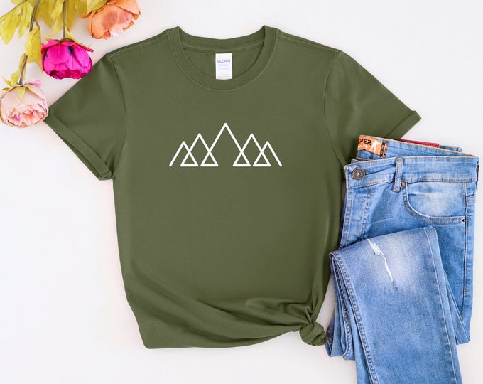 Minimalist Mountain Shirt - Hiking Shirt - Aesthetic T-Shirt - Gift for Adventurers - Simple Mountain Tee - 010