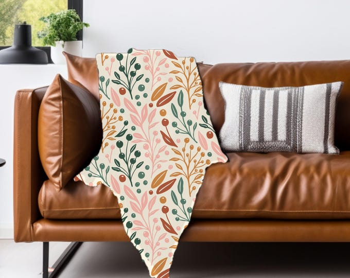 Boho Fall Floral Blanket - Cozy Autumn Throw Blanket with Soft Pastel and Earth Tones - Boho Throw Blanket - Throw Blanket Couch