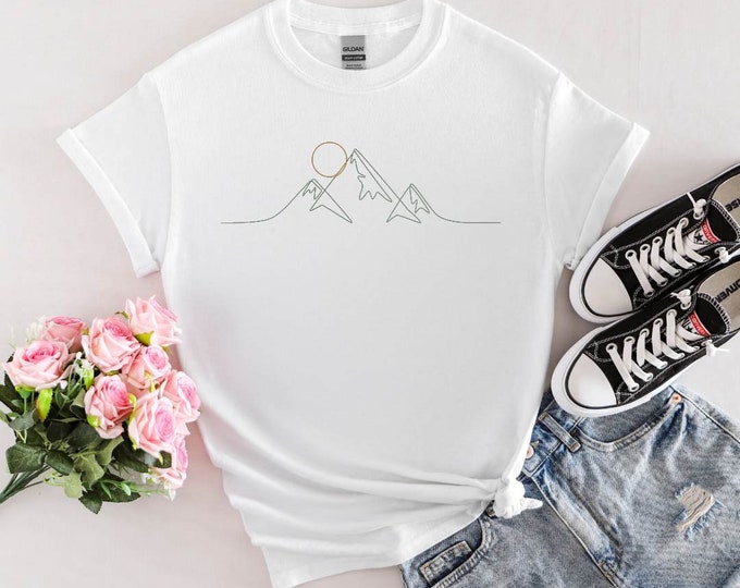 Minimalist Mountain Shirt - Hiking Shirt - Aesthetic T-Shirt - Gift for Adventurers - Simple Mountain Tee - 002