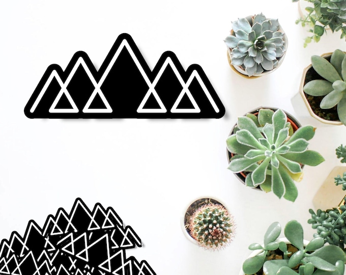Mountain Vinyl Sticker - Mountain Line Art - Minimalist Adventure Decal - 002