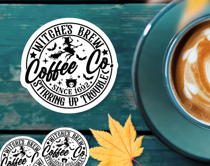 Witch's Brew Coffee Co. Sticker – Vintage Witchy Coffee Design - Halloween Aesthetic - Cozy Gothic Sticker- Laptop Sticker