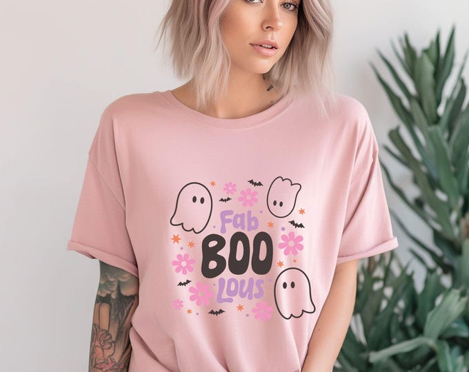 FabBOOlous - Cute Ghost Halloween T-Shirt - Fall Tee - Spooky Season Shirt - Fall Vibes - Spooky Aesthetic
