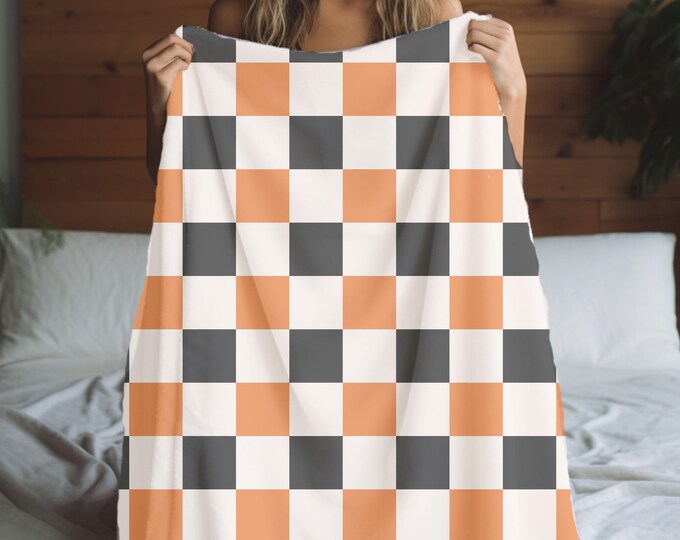 Halloween Checkered Blanket - Cozy Fall Checkered Throw - Spooky Home Decor - Fall Blanket - Sofa Blanket