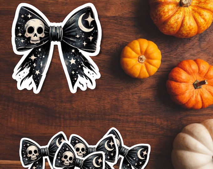 Gothic Coquette Halloween Skull Sticker - Elegant Spooky Season Decal - Fall Sticker - Halloween Aesthetic - Gothic Sticker- Laptop Sticker