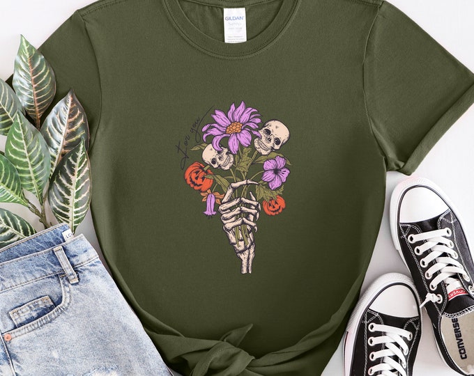 Cute Skeleton Halloween Shirt, Pumpkin Halloween shirt, Pumpkin Shirt, Fall shirt, Spooky Season T-Shirt, Fall Shirts for WomenSkeleton 9
