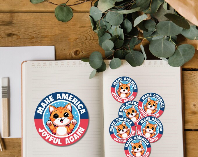 Make America Joyful Again Sticker - Childless Cat Lady Sticker - Perfect for Cat Lovers, Laptops, Water Bottles, or Gifts