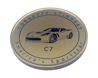 C7 Corvette Brass Coin: Engraved Corvette Owner Gift