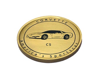 C5 Corvette Owner Brass Coin: Sports Car Gift