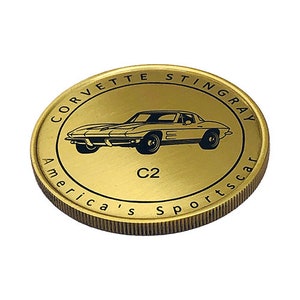 C2 Corvette Owner Coin | Corvette Owner Gift | Collectible Brass Coin | Corvette Gift | Gifts for Car Guys | Vintage Car Gift | Stingray