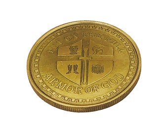 Moneda de armadura de Dios / Moneda de oración / Moneda de desafío / Monedas de desafío de armadura de Dios / Moneda cristiana / Monedas católicas