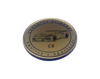 Moneda de latón del propietario de un Corvette C8: regalo de coche deportivo coleccionable