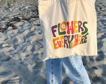 Flowers Everywhere 100% Cotton Canvas Tote Bag