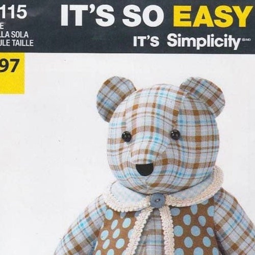 Simplicity Easy Memory Bear Pdf A2115 Rare Pattern Etsy UK