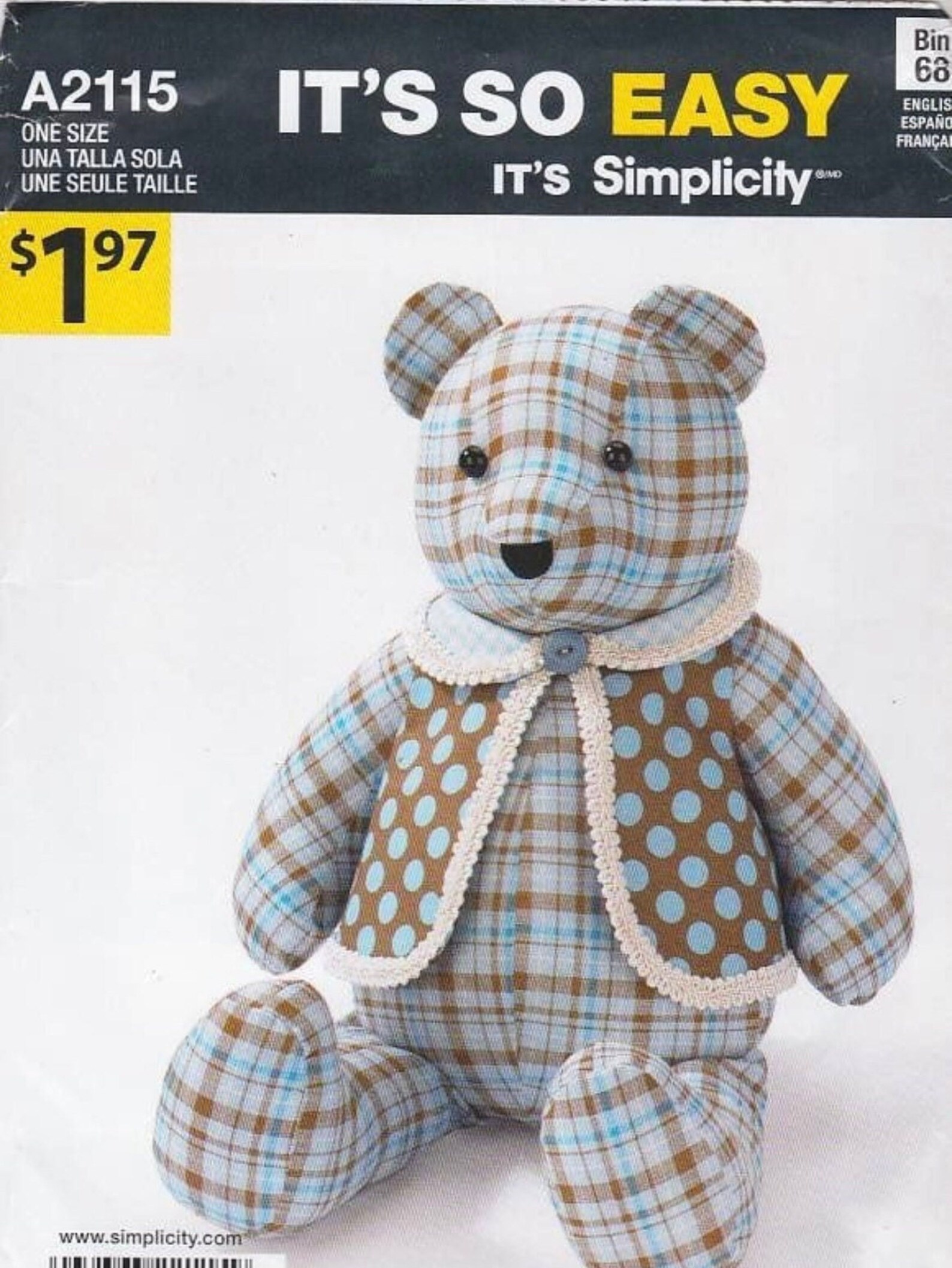 Simplicity Easy Memory Bear Pdf A2115 Rare Pattern UPDATED EASIER