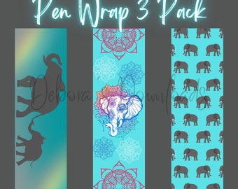 customized gift paper Elephant Epoxy Pen Wrap Set, 3 Pack, Digital PNG File, Instant Download