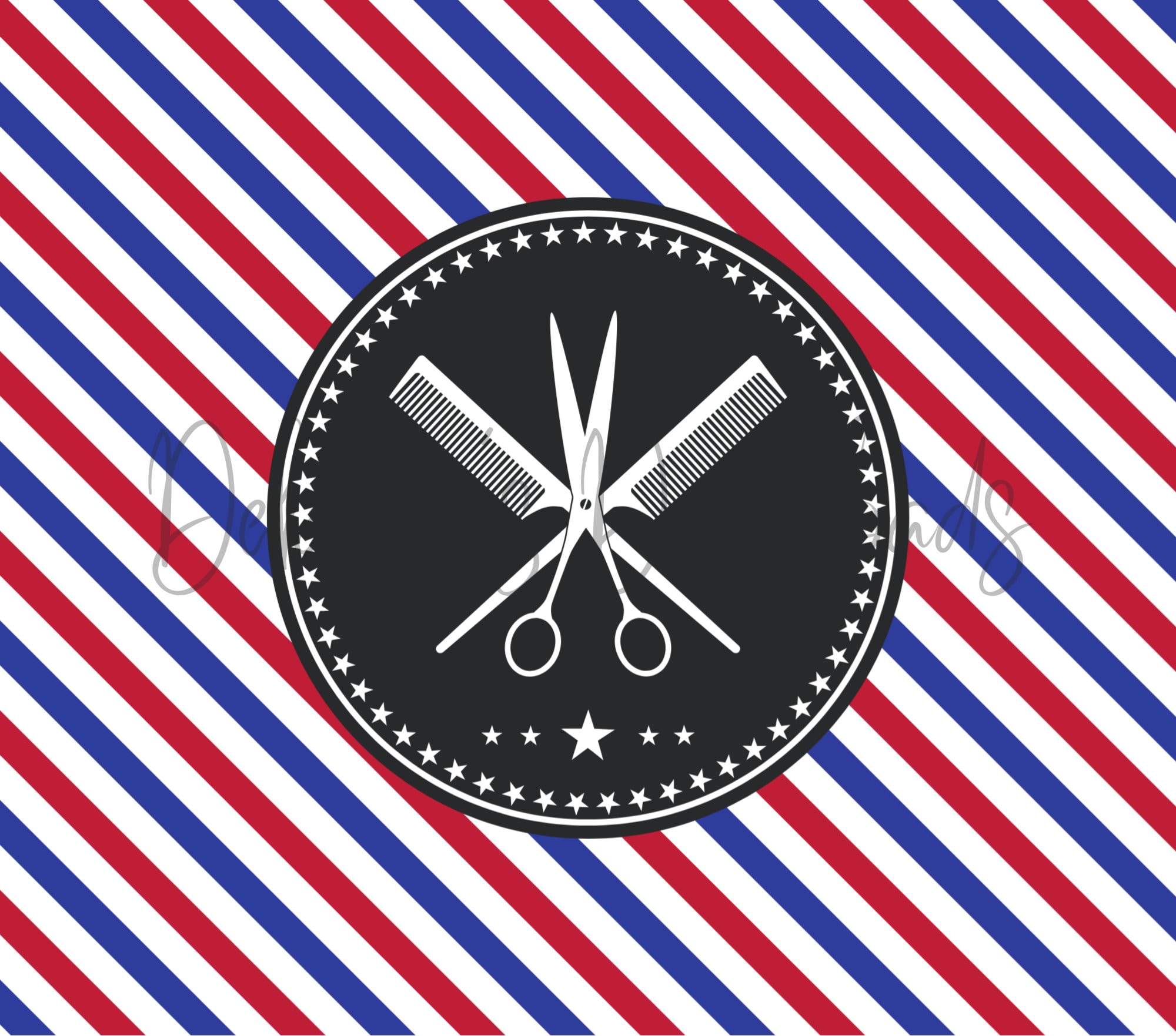 Peluquería, Rayas rojas, blancas y azules, Logotipo de peluquero