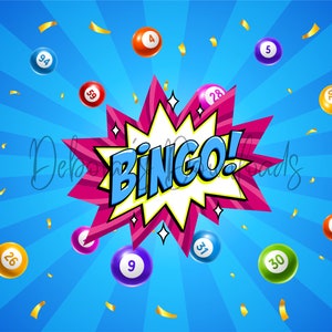 BINGO, blauw en roze, Bingoballen, 20oz Skinny Tumbler Wrap, Instant Download, Digitaal PNG-bestand