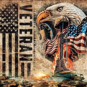Veteran, American Flag, Military, 20oz Skinny Tumbler Wrap, Digital PNG File, Instant Download