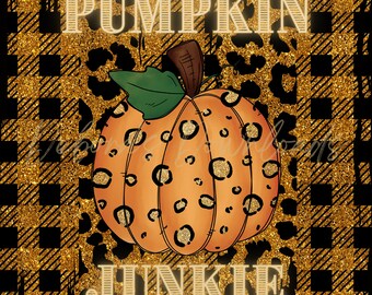 Pumpkin Junkie, Leopard Print, Gold and Black, 20oz Skinny Tumbler Wrap, Digital PNG File, Instant Download