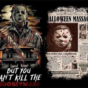 Michael Myers, Newspaper, Black Background, Horror 20oz Skinny Tumbler Wrap, Digital PNG File, Instant Download