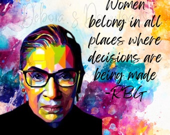 Women Belong In All Places Where Decisions Are Being Made, Ruth Bader Ginsburg, 20oz Skinny Tumbler Wrap, Digital PNG File, Instant Download