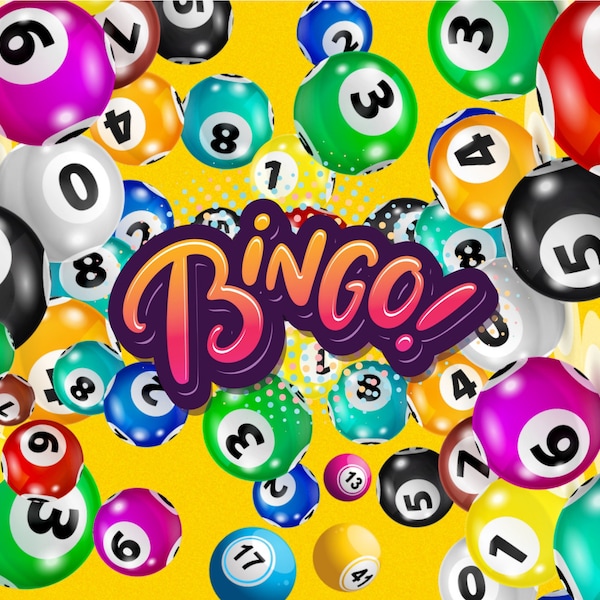 BINGO, Bingo Balls, 20oz Skinny Tumbler Wrap, Instant Download, Digital PNG File