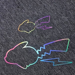 Pegatina con acabado láser de Pikachu corriendo