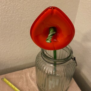 Enjoy this beautiful crystal glass long-stemmed flower. Stands tall.