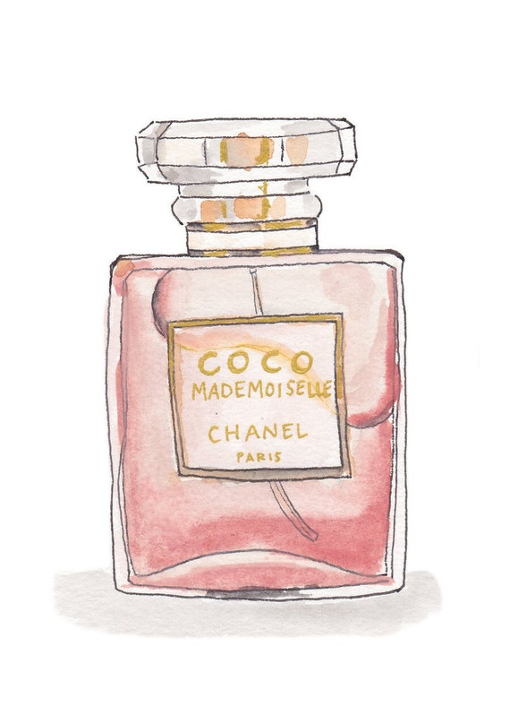 Coco Mademoiselle 水彩画 Watercolor Chanel Mademoiselle Coco Mademoiselle 14 X 11 Print