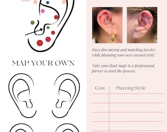 kuratierte Ohrpiercing Plantafel - Digital Download | Individuelles Ohr & Knorpel Piercing Design Map