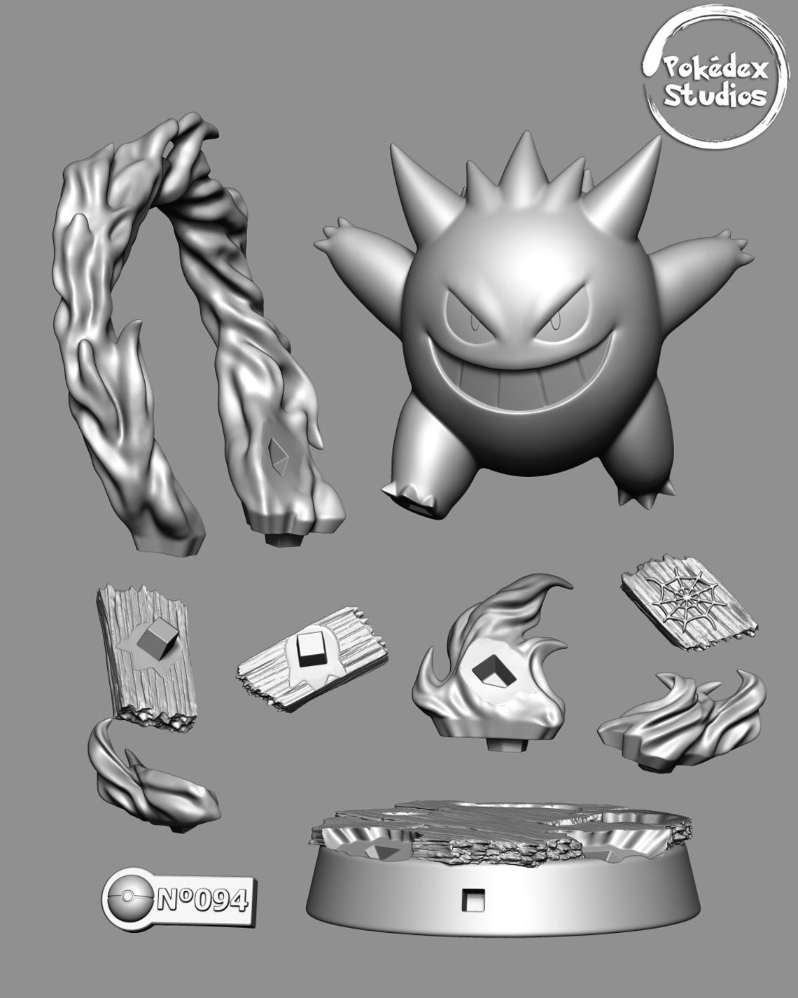 Gengar stl pokedex studios pokemon stl digitaal bestand fanart