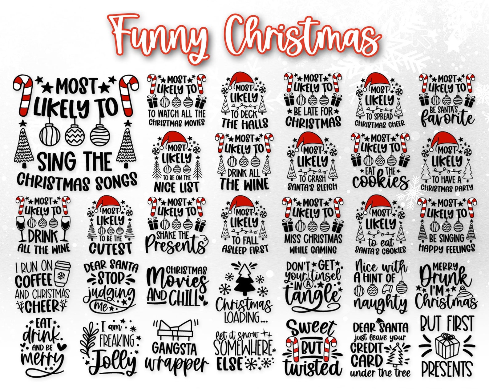 Christmas Svg Bundle Christmas Ornaments Svg Merry - Etsy