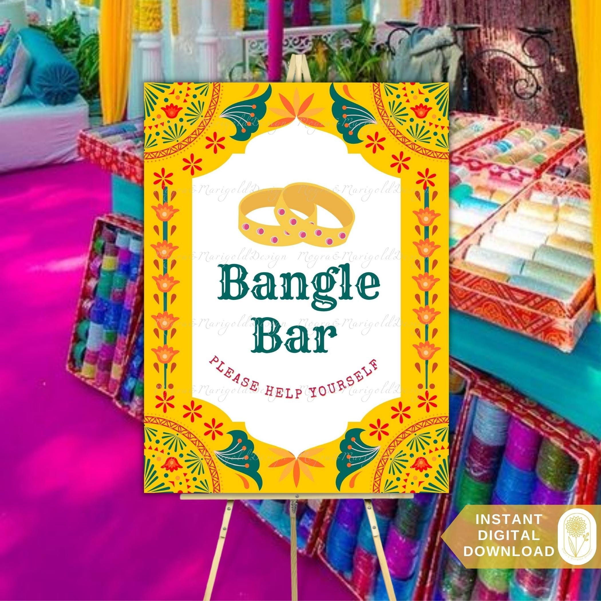 Yellow Bangle Bar Sign Indian Wedding Sign Mehndi Night Sign Hindu