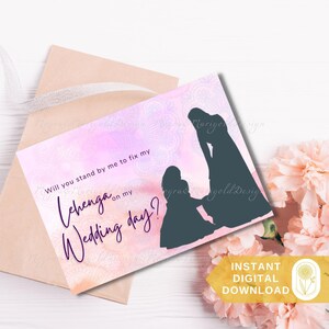 Cartões indianos da proposta das damas de honra | Você será minha dama de honra | Você ficará ao meu lado para consertar minha lehenga | Download Digital Instantâneo | 5x7