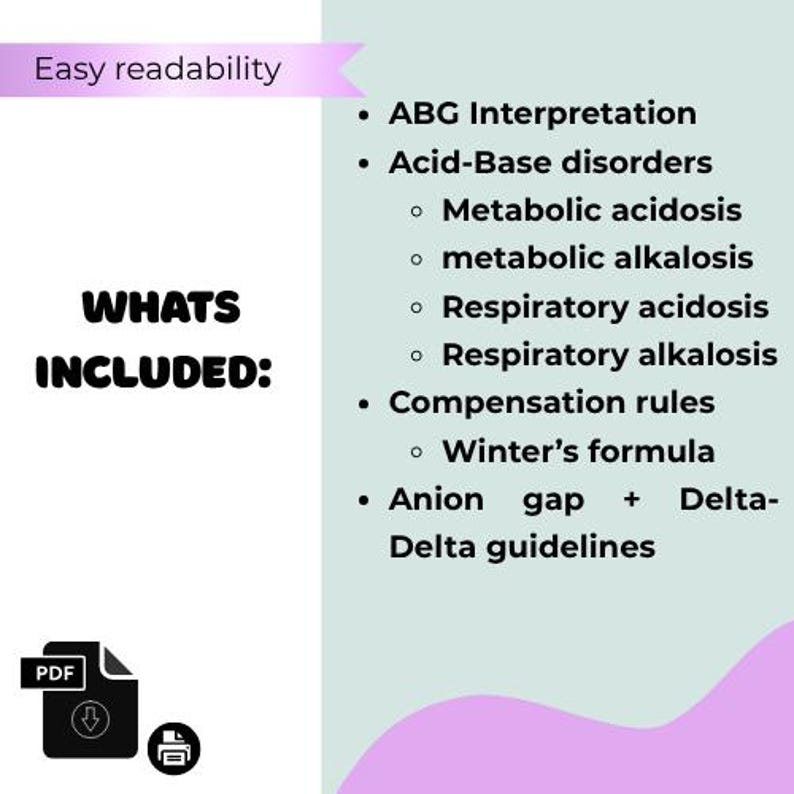 Acid Base Disorder Cheat Sheet| ABG Interpretation Guide | Nursing & PA ...