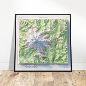 Mapa do Parque Nacional Mount Rainier, 2D com recursos visuais 3D, decoração de casa para amantes de aventura, ótimo presente para entusiastas de mapas