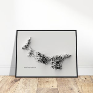 Carte d'altitude de la province de l'Île-du-Prince-Édouard - Impression topographique d'art mural, Art de la cartographie, Décoration vintage de bureau/maison